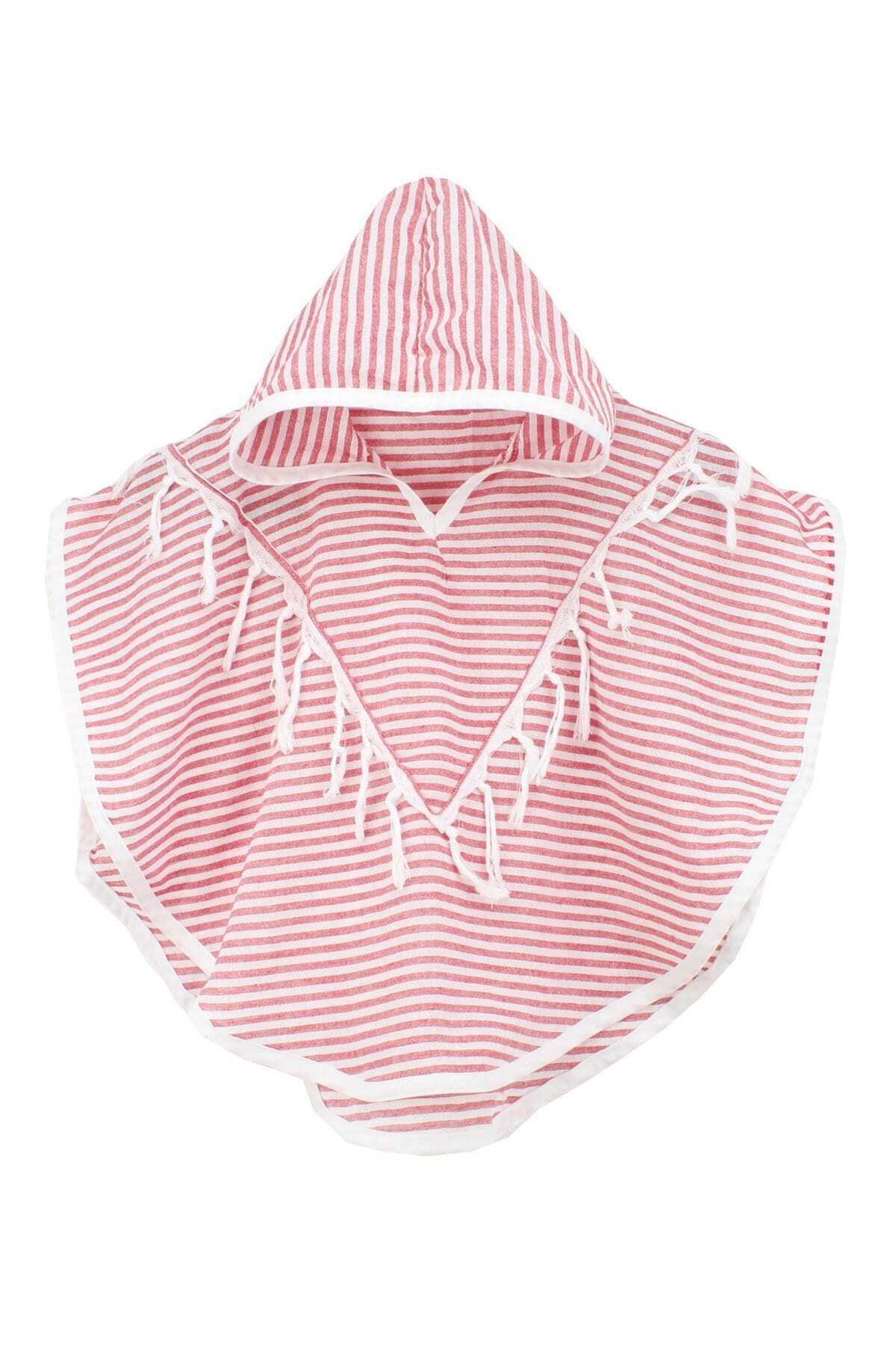 Bedinn-Pestemal Poncho Palace Thin Striped Red 1