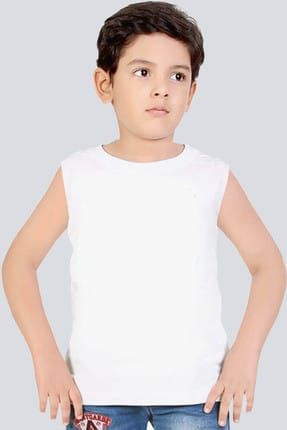 Düz, Baskısız Basic Beyaz Kesik Kol | Kolsuz Kız Erkek Uniseks Çocuk T-shirt | Atlet 1M1SB000FB