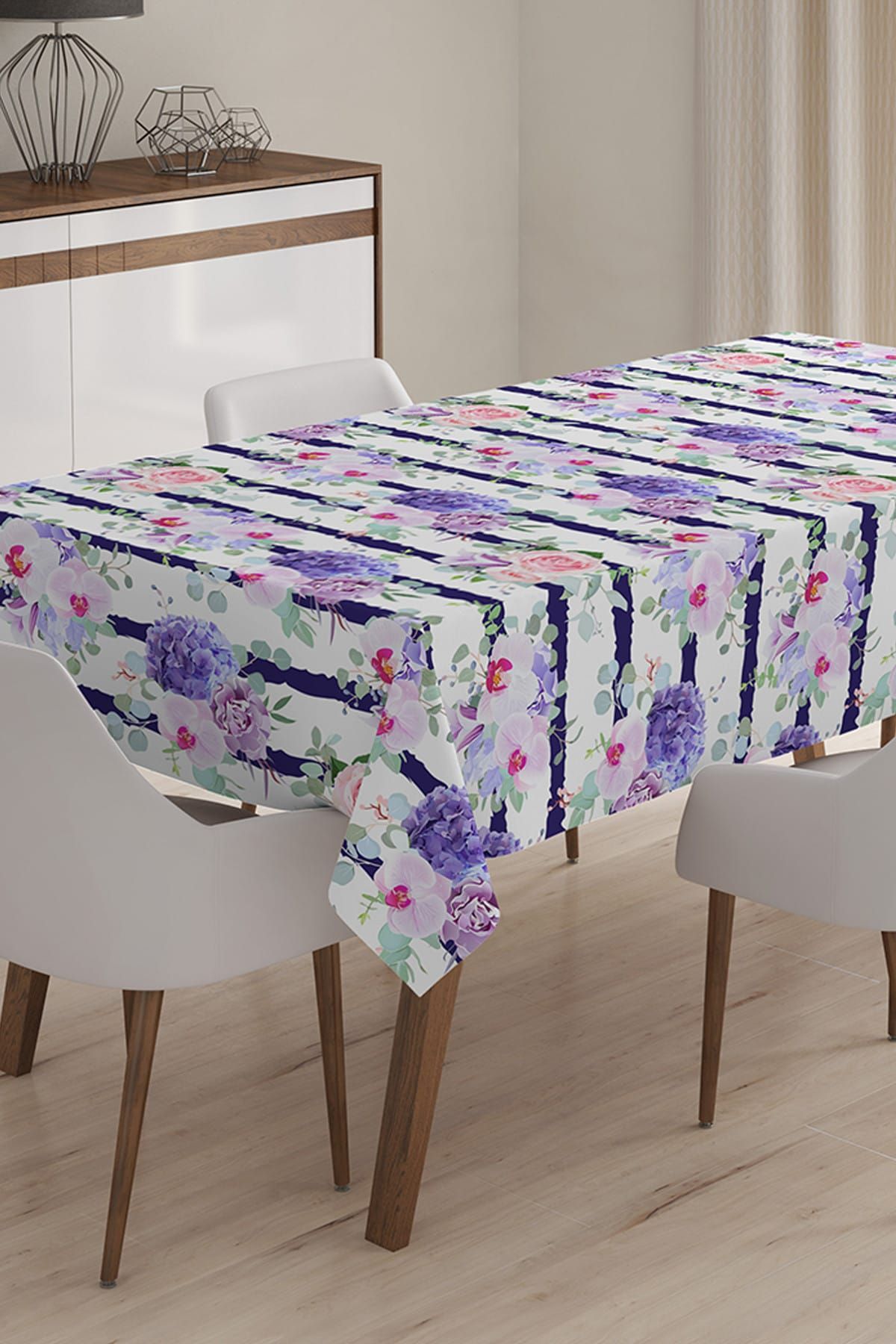 Realhomes-Flower Patterned Digital Printed 3D Tablecloth - 140 x 180 cm 1