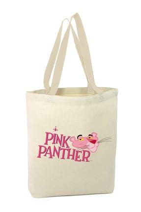 Pink Panther Yazılı Pembe Panter Kafalı Alışveriş Plaj Bez Çanta 3008122