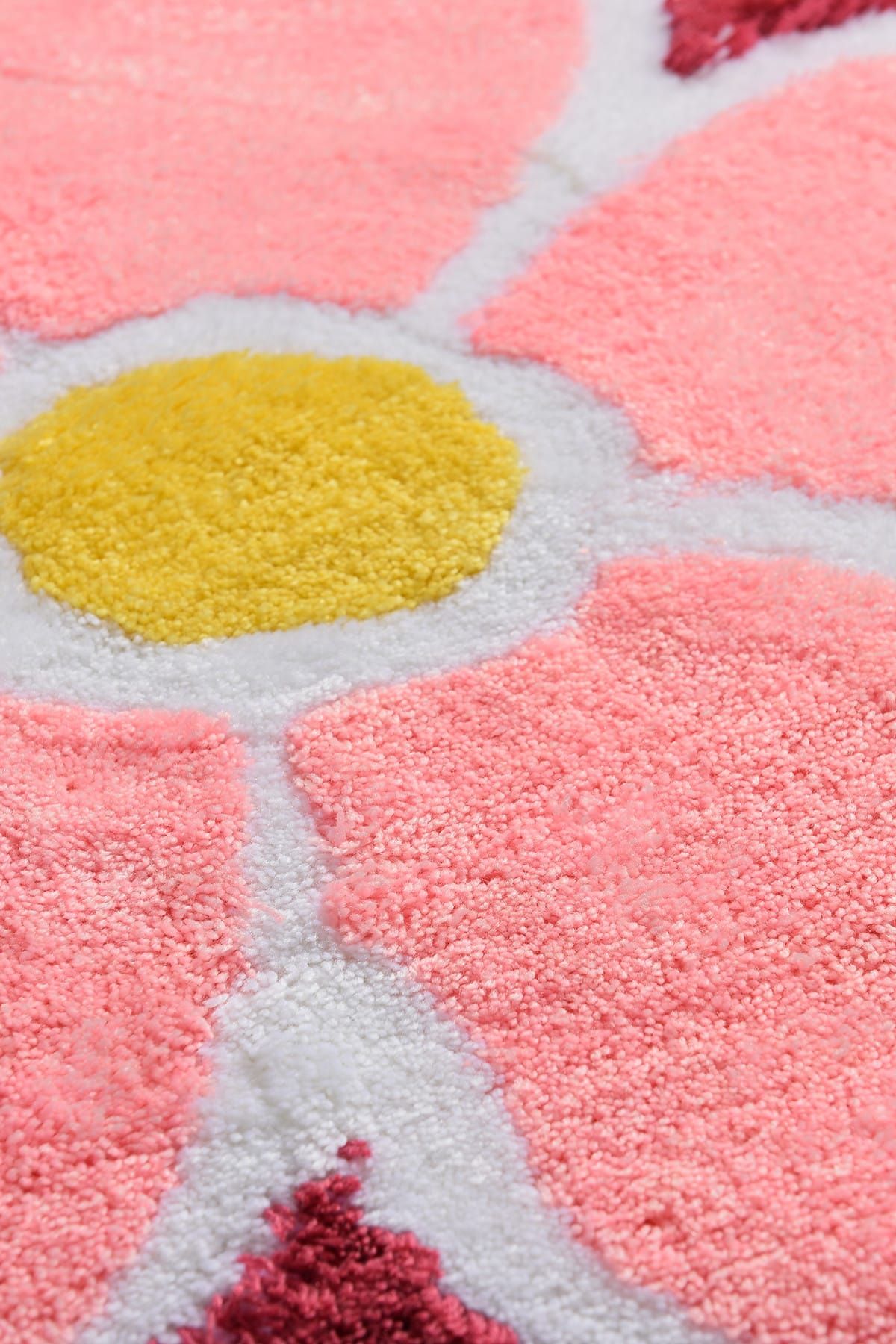 Flower Fuşya 2lı Set Banyo Halısı Paspas Seti, Klozet Takımı