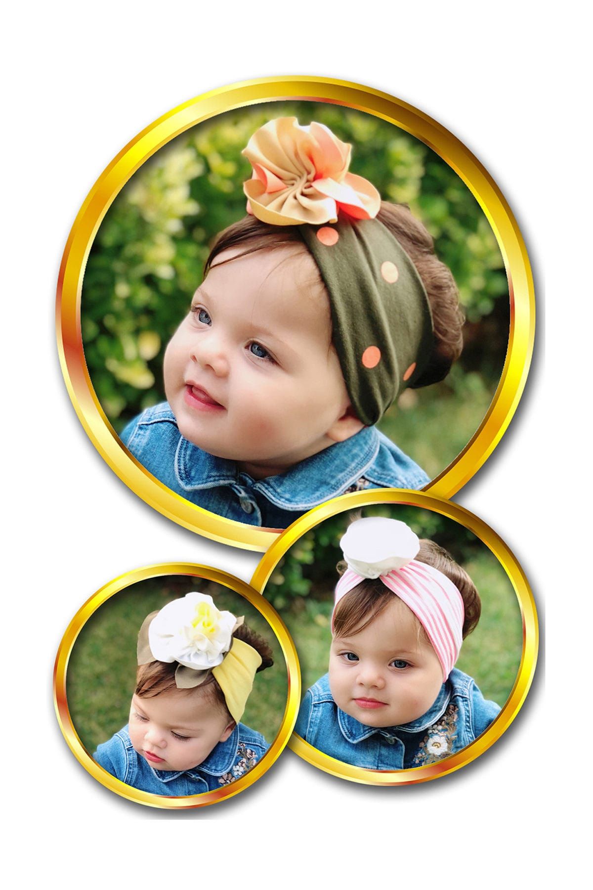 Babygiz-Multicolored Baby Girl Bandana Set 1