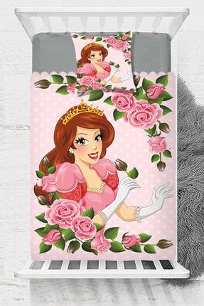 Prenses Pembe Güllü Kız Dekoratif Çocuk Bebek Yatak Örtüsü - 140x170cm bebeortu5