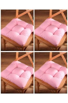 4'lü Lüx Pofidik Pembe Sandalye Minderi Özel Dikişli Bağcıklı 40x40cm 84001