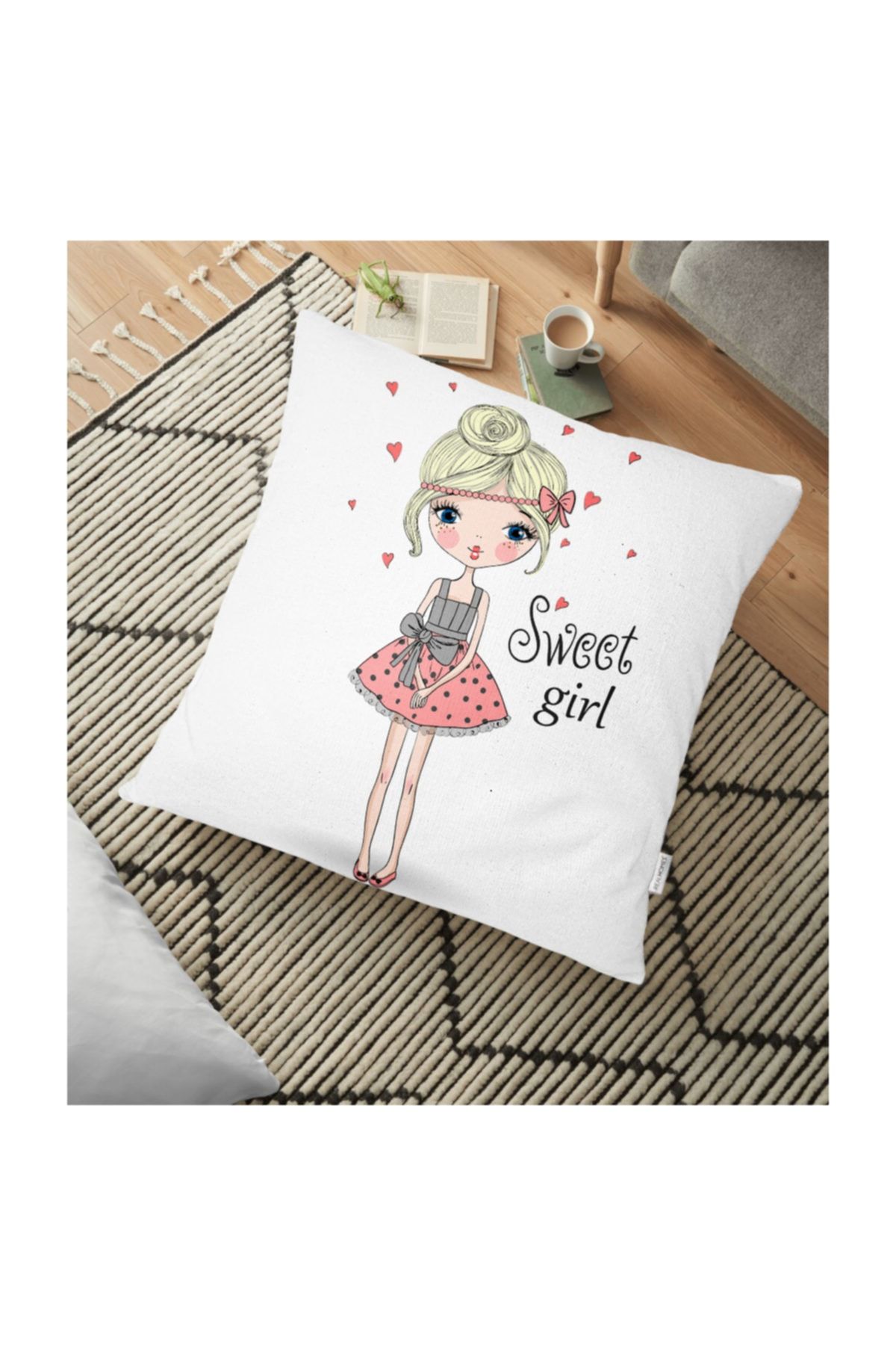 Realhomes Fashion Girl Printed Digital Perna De Podea Moderna - 70 X 70 Cm - One Size
