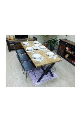 Masif Kütük Açık Ceviz Yemek Masası - Mym00745 - 85cm – 185cm NTConcept-5696