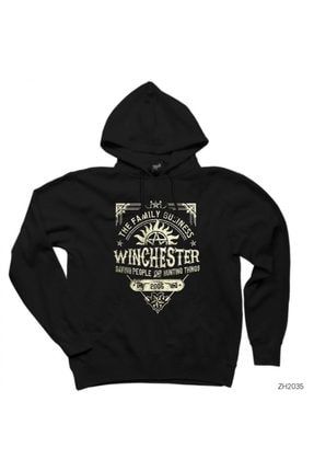 Supernatural A Very Winchester Siyah Kapşonlu Oversize Içi Polarsız Sweatshirt / Hoodie ZH2035