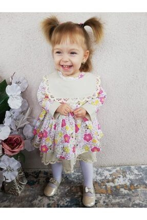 Kız Bebek Beyaz Bahriye Yaka Elbise BERTUGB0005