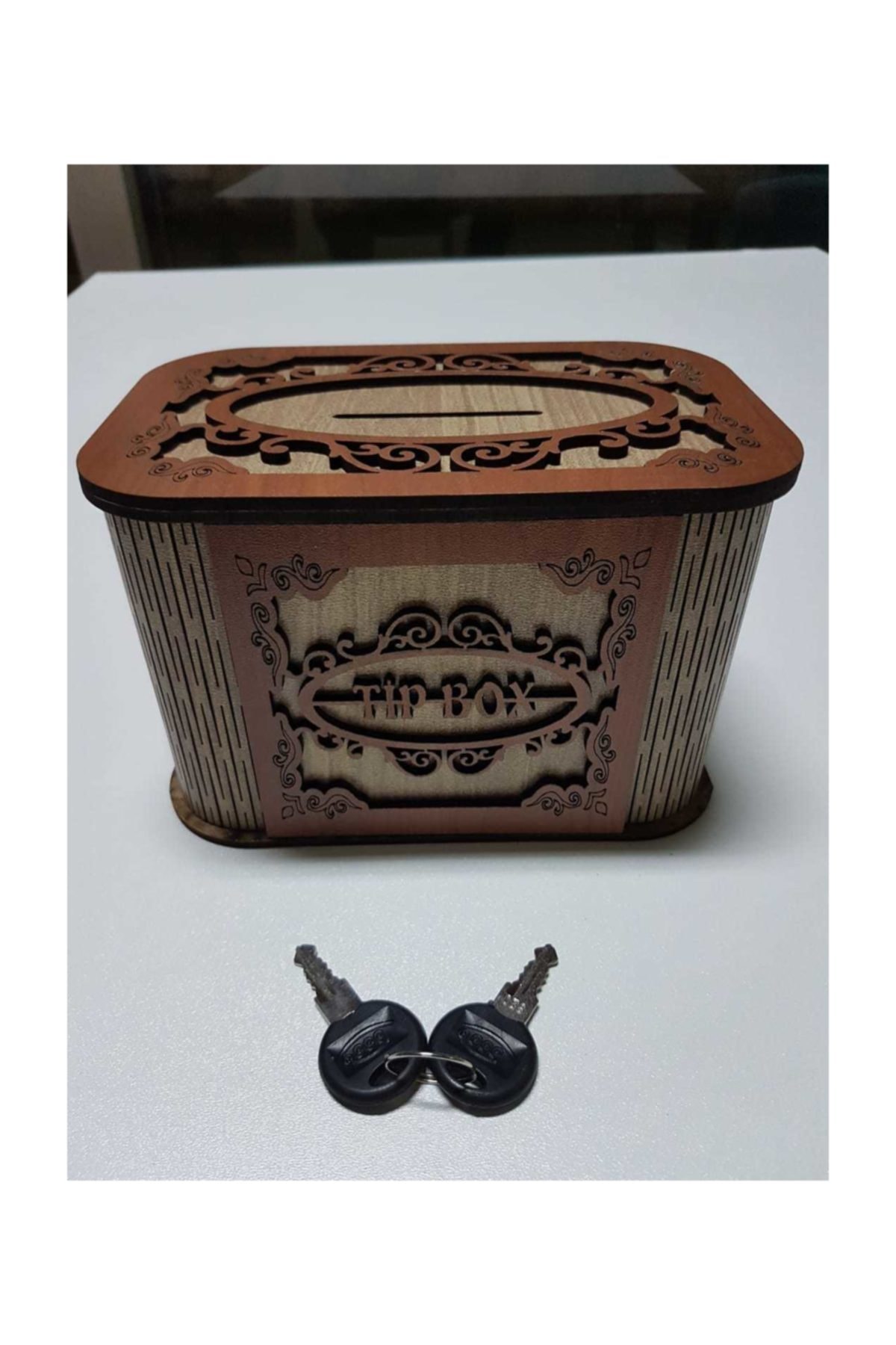 karakoç eğitim araçları Tip Box Bahşiş Tip Kutusu Ahşap Kumbara Anahtarlı Kilitli fotoğrafı 4 (önizleme)