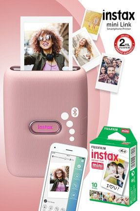 Instax mini Link Pembe Akıllı Telefon Yazıcısı ve 10'lu mini Film FOTSI00109-10