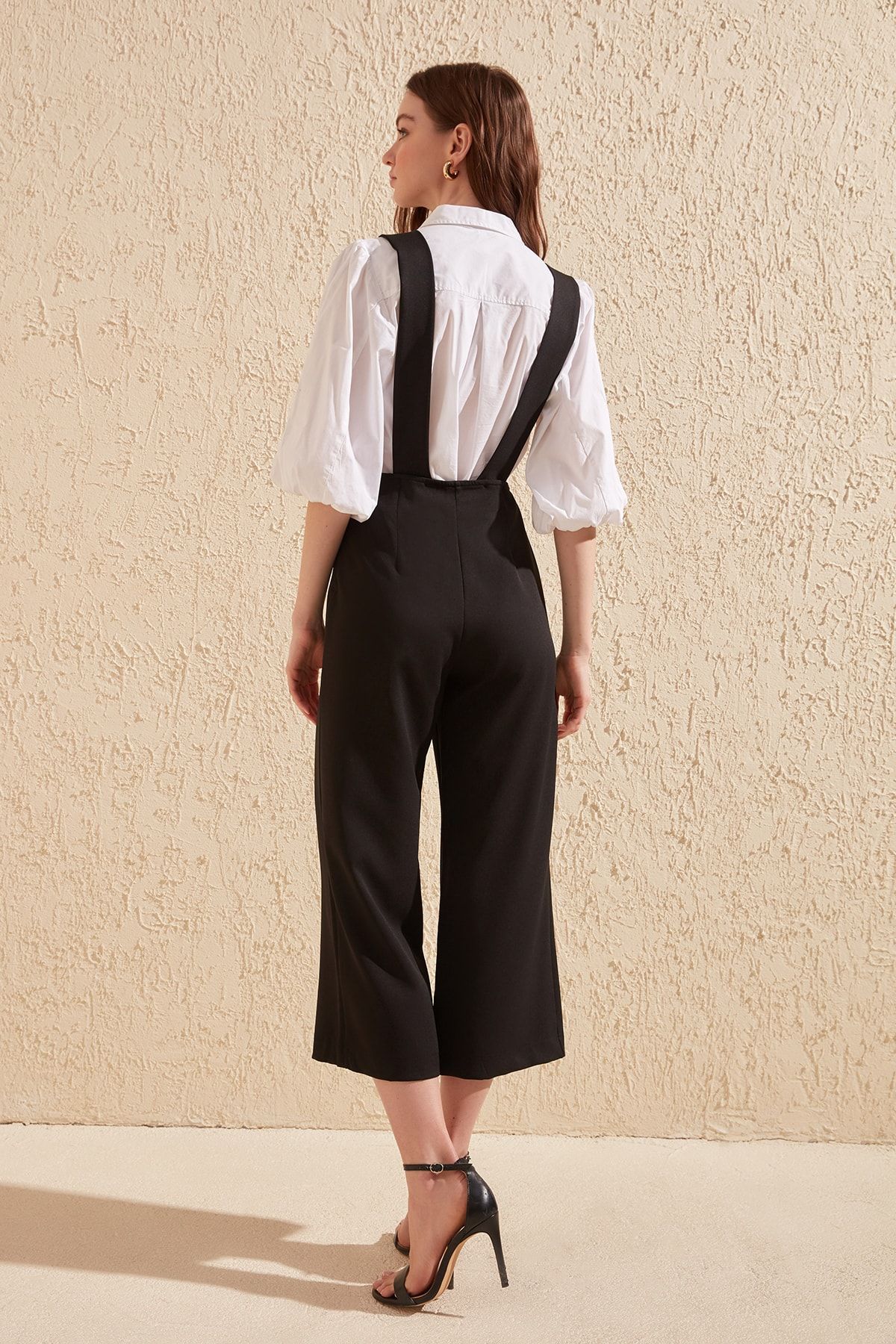 Trendyol Collection-Чорний тканий комбінезон з квадратним вирізом на ґудзиках TWOSS19LJ0356 5