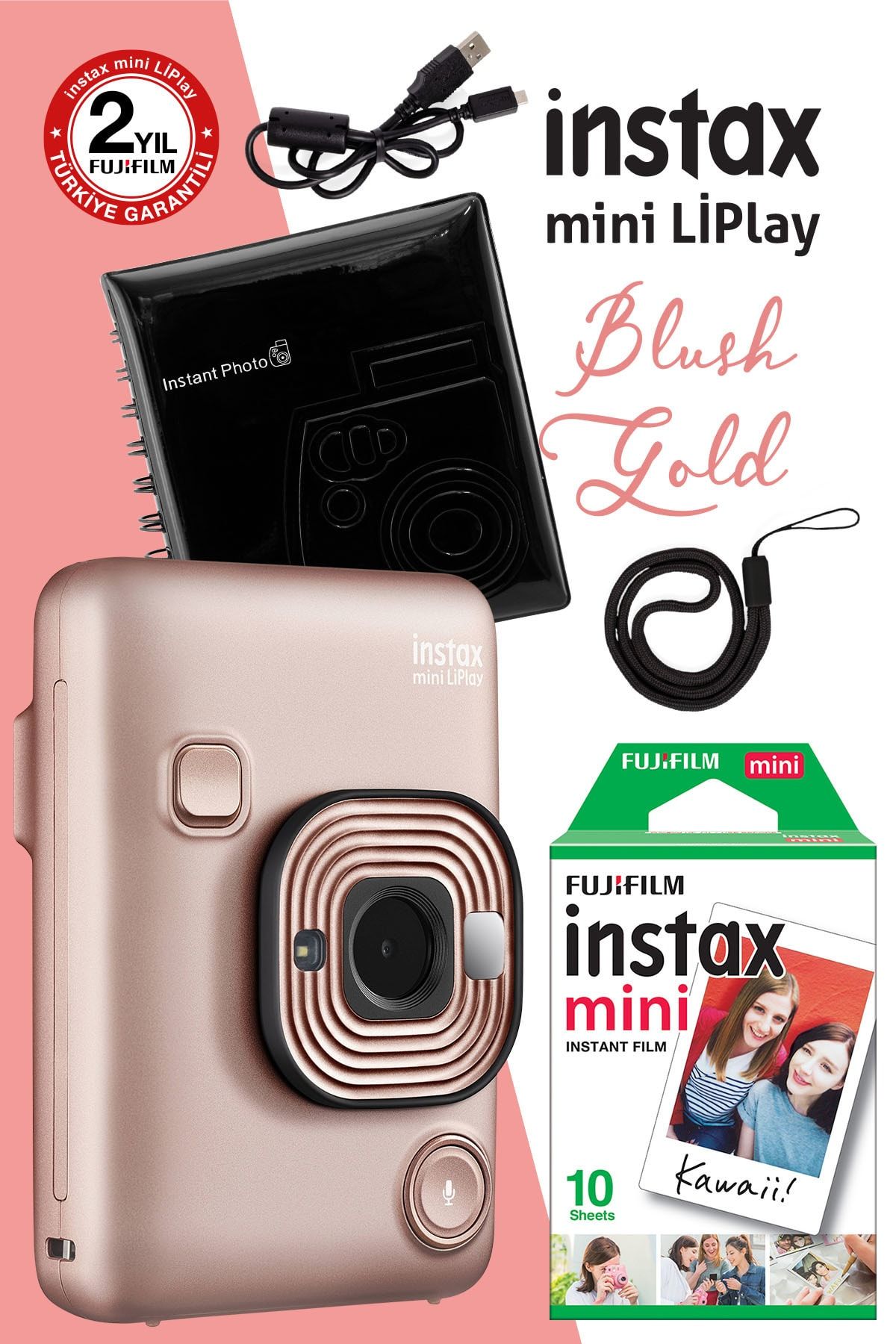 Fuji Instax mini LiPlay Blush Gold EX D