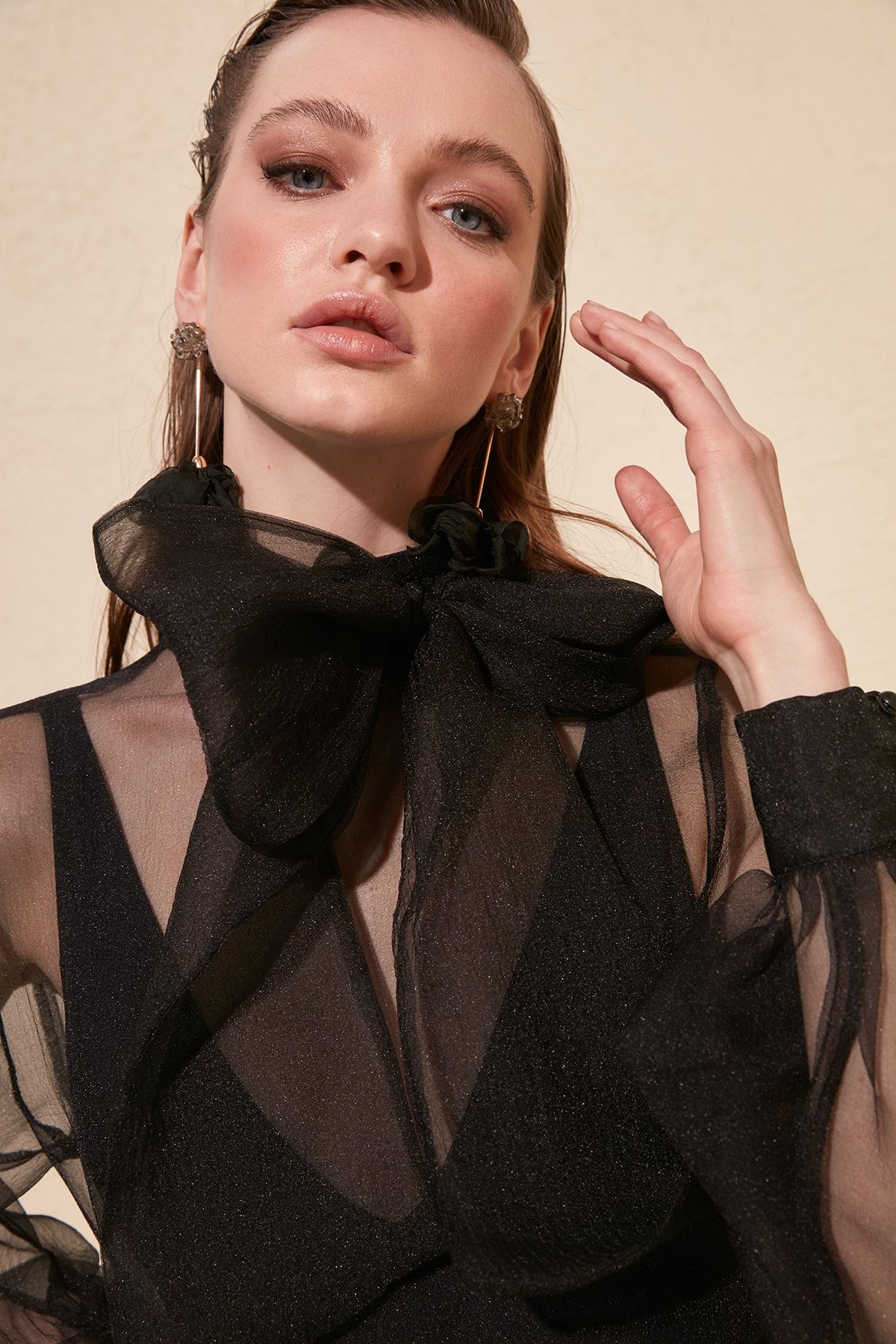 Trendyol Collection-Transparent Black Tulle Blouse - Woven, TPRSS20EL1182 13
