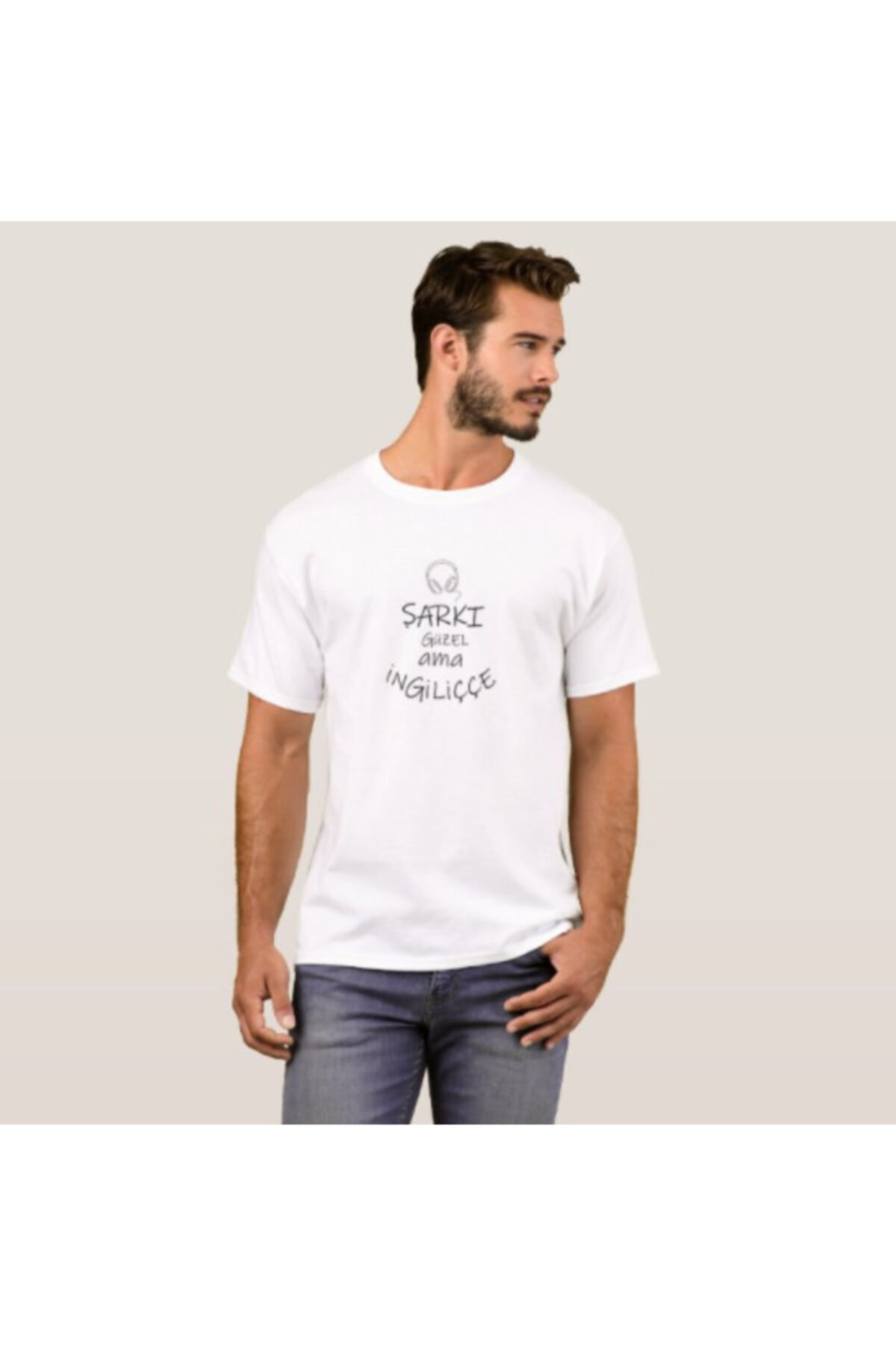 Coutoo Sarki Guzel Ama Ingilicce Baskili Beyaz Pamuk Polyester T Shirt 02 Fiyati Yorumlari Trendyol