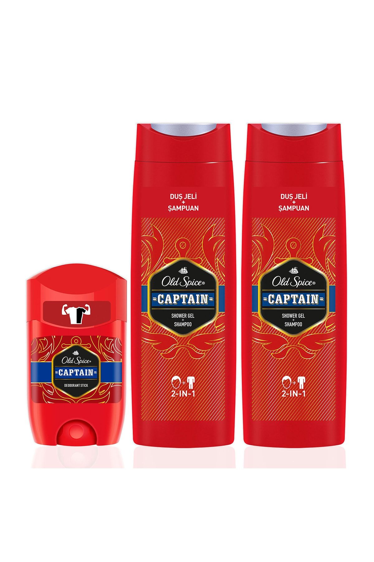 400 میلی لیتر ژل دوش و شامپو x2 (800 میلی لیتر) + Deo Stick 50 میلی لیتر Captain Old Spice