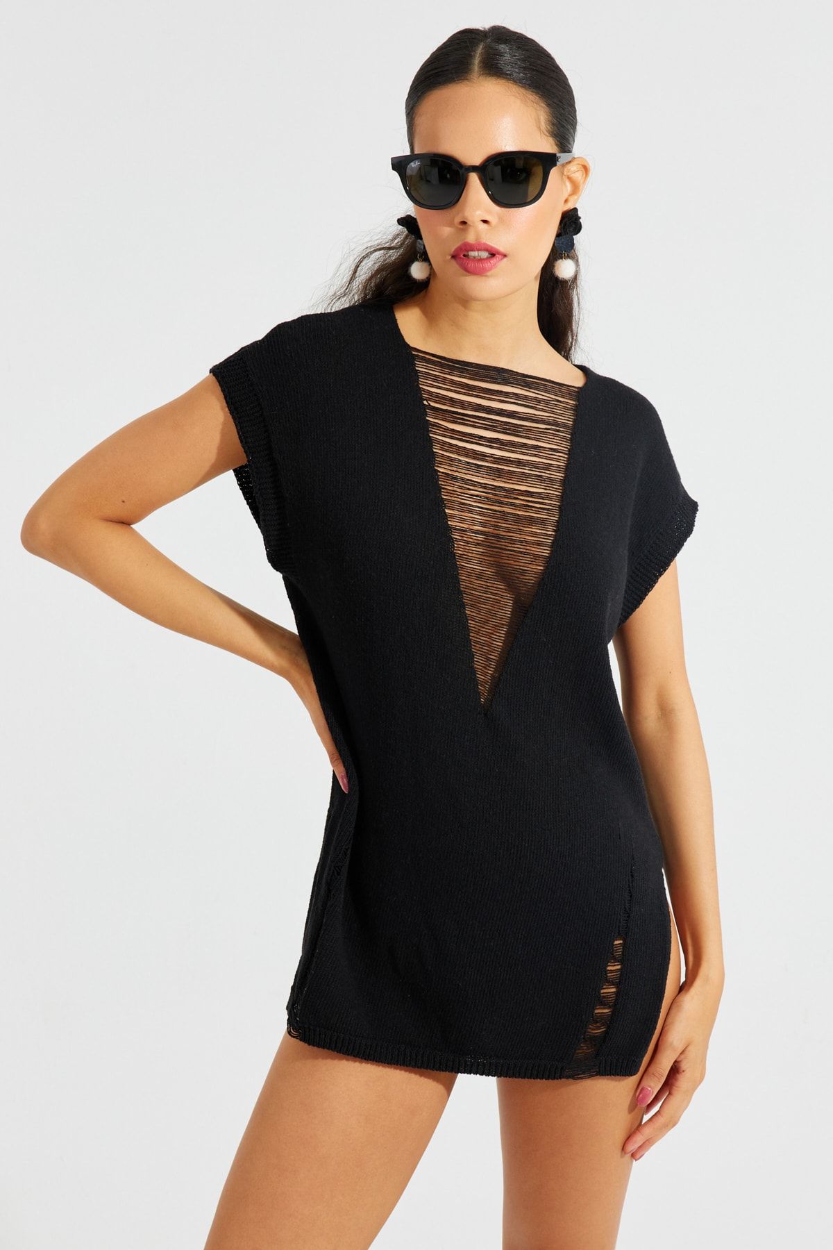 Deep v shirt dress 2025