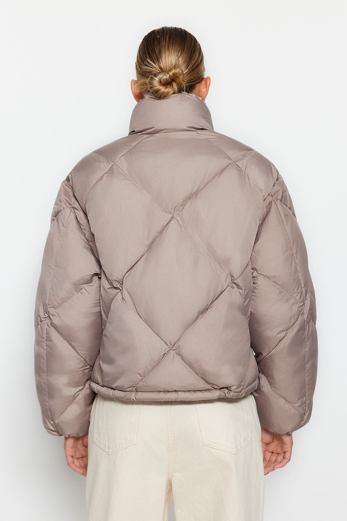 Trendyol Collection-Oversize Mink Down Coat - Λεπτομέρεια βελούδινου γιακά, υδατοαπωθητικό TWOAW24MO00008 5