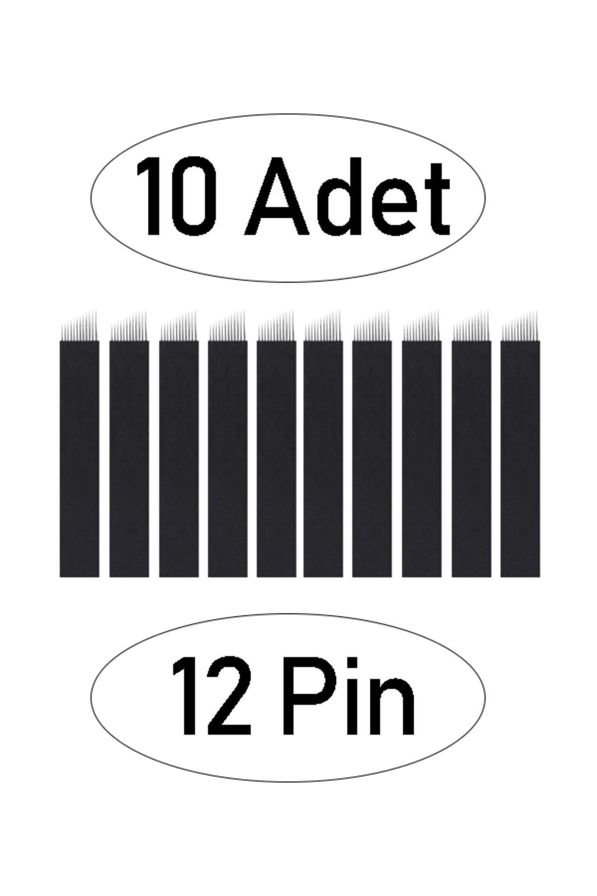 ARMONİKONYA 10 Adet 12 Pin Siyah Microblading Kalıcı Makyaj Için Siyah 0,18 Mm Microblading Iğne Kalıcı Kaş Iğne