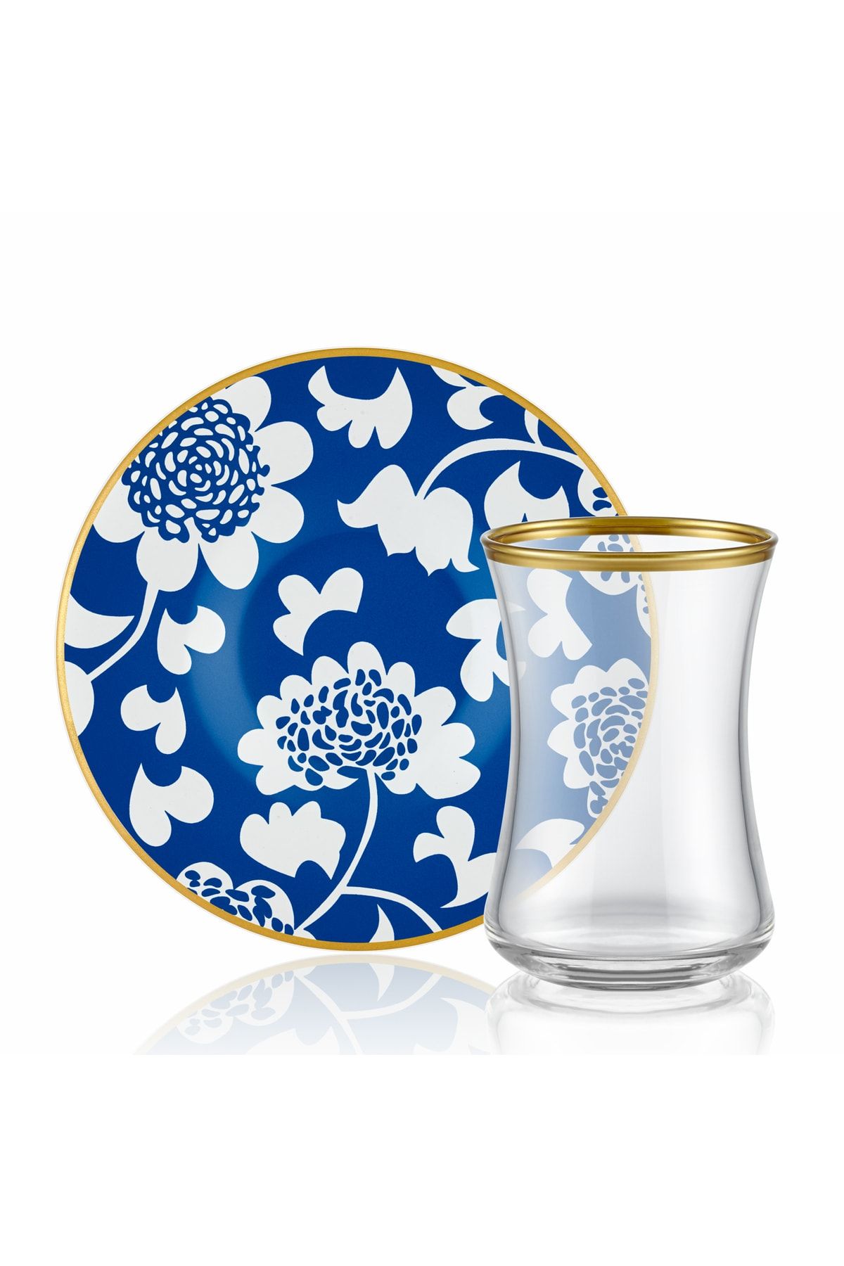 Ebru 12 Parça ÇAY SETİ - Sarı-Mavi