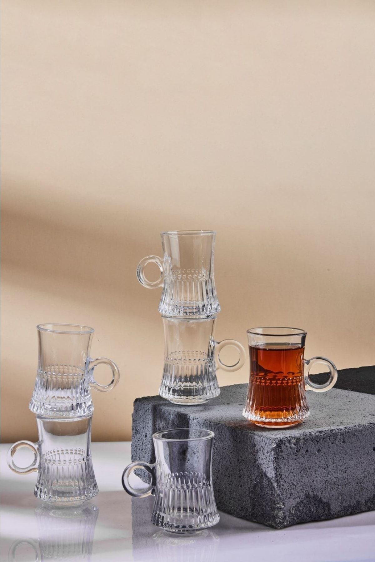 ست 6 عددی لیوان دسته دار چای شیشه ای  پروتی Perotti