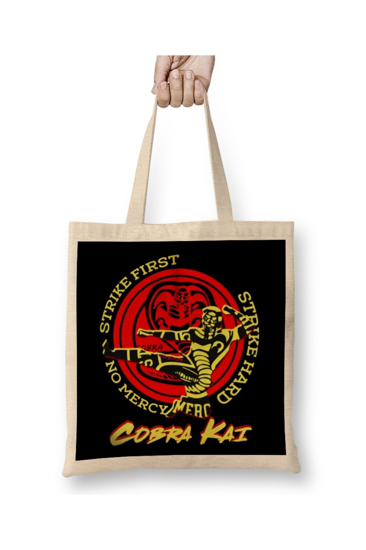 Baskı Dükkanı Geantă Din Pânză Cobra Kai Cobra Fight Cu Mâner Lung Unisex - One Size