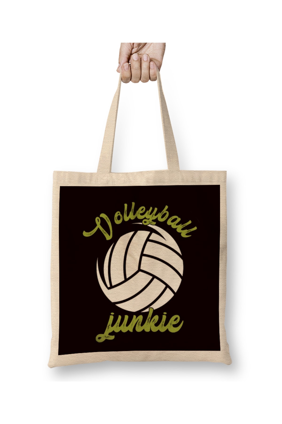 Baskı Dükkanı Volleyball Junkie Ball Sports Beach Volleyball Player Setter Geantă Din Pânză Cu Mâner Lung Unisex - Standard