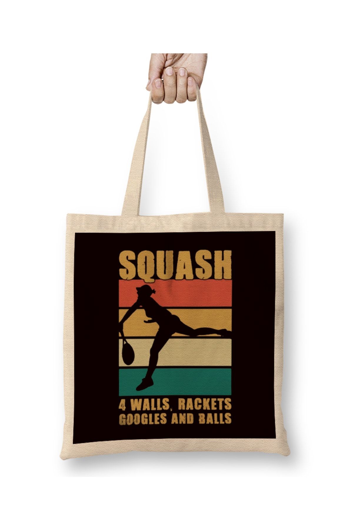 Baskı Dükkanı Rachetă De Jucător De Squash Vintage Pentru Antrenament De Meci De Tenis De Interior Geantă Din Pânză Cu Mâner Lung Unisex - One Size