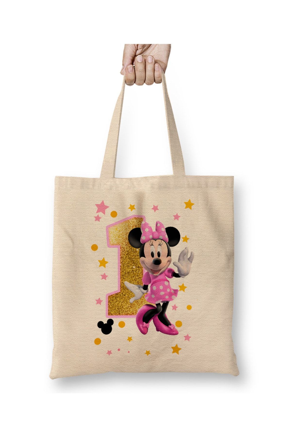 Baskı Dükkanı Mini Mouse Minnie Mouse 1 Geantă Din Pânză Cadou Pentru Un An Cu Mâner Lung Unisex - Mărime unică
