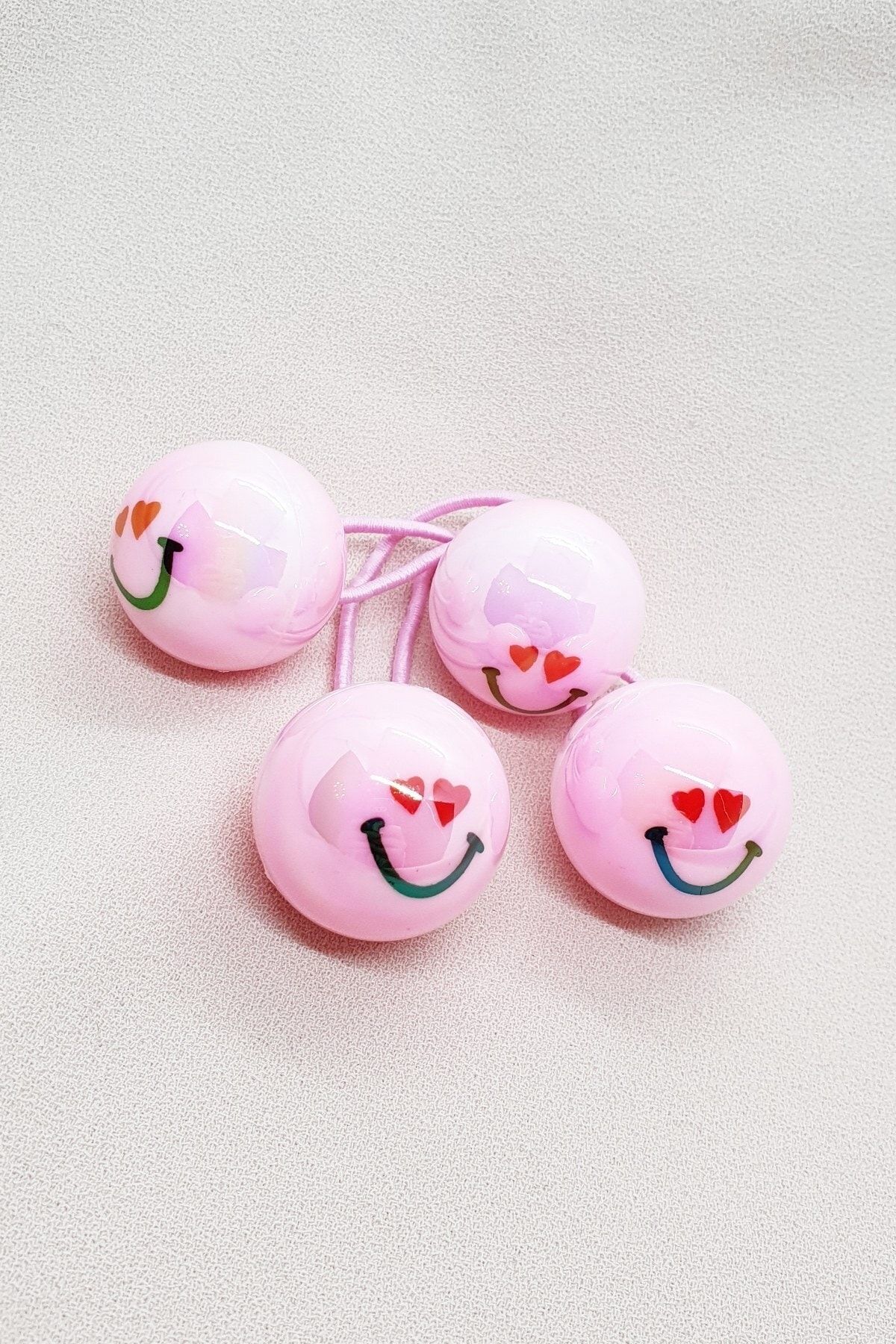More & Else-Children's Light Pink Color Heart Emoji Round Model Double Elastic Buckle 2