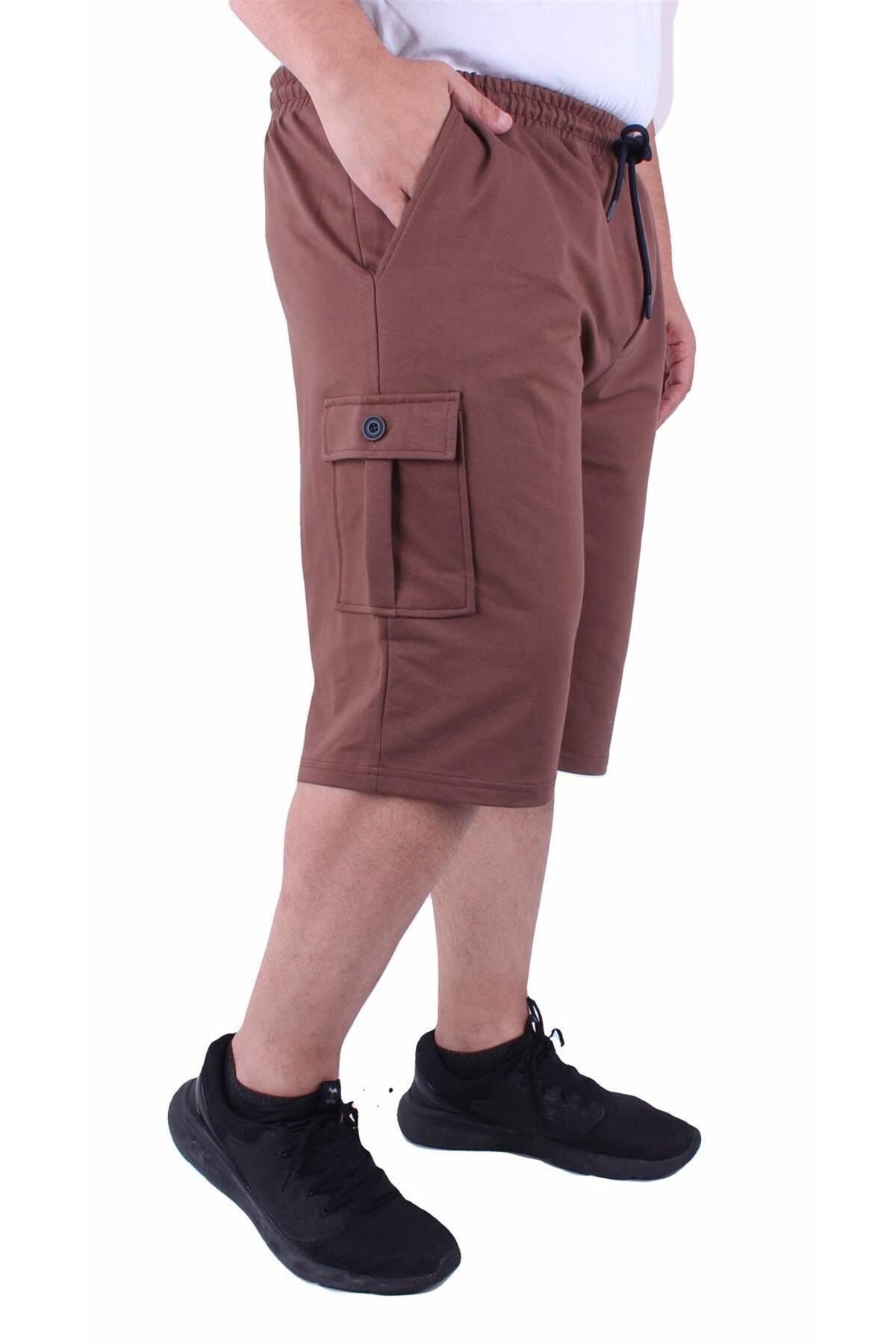 MocGrande Pantaloni Scurți Din Bumbac Pieptănat Commando Pocket Plus Size Taba Masculin - 2XL