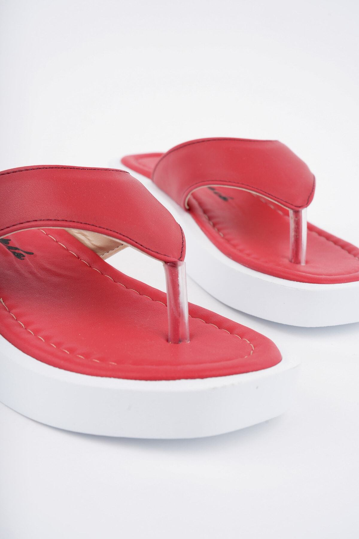 Freemax-Women's Light Flexible Poly Flatform Sole Daily Flip Flops PPL.5000 Red 5