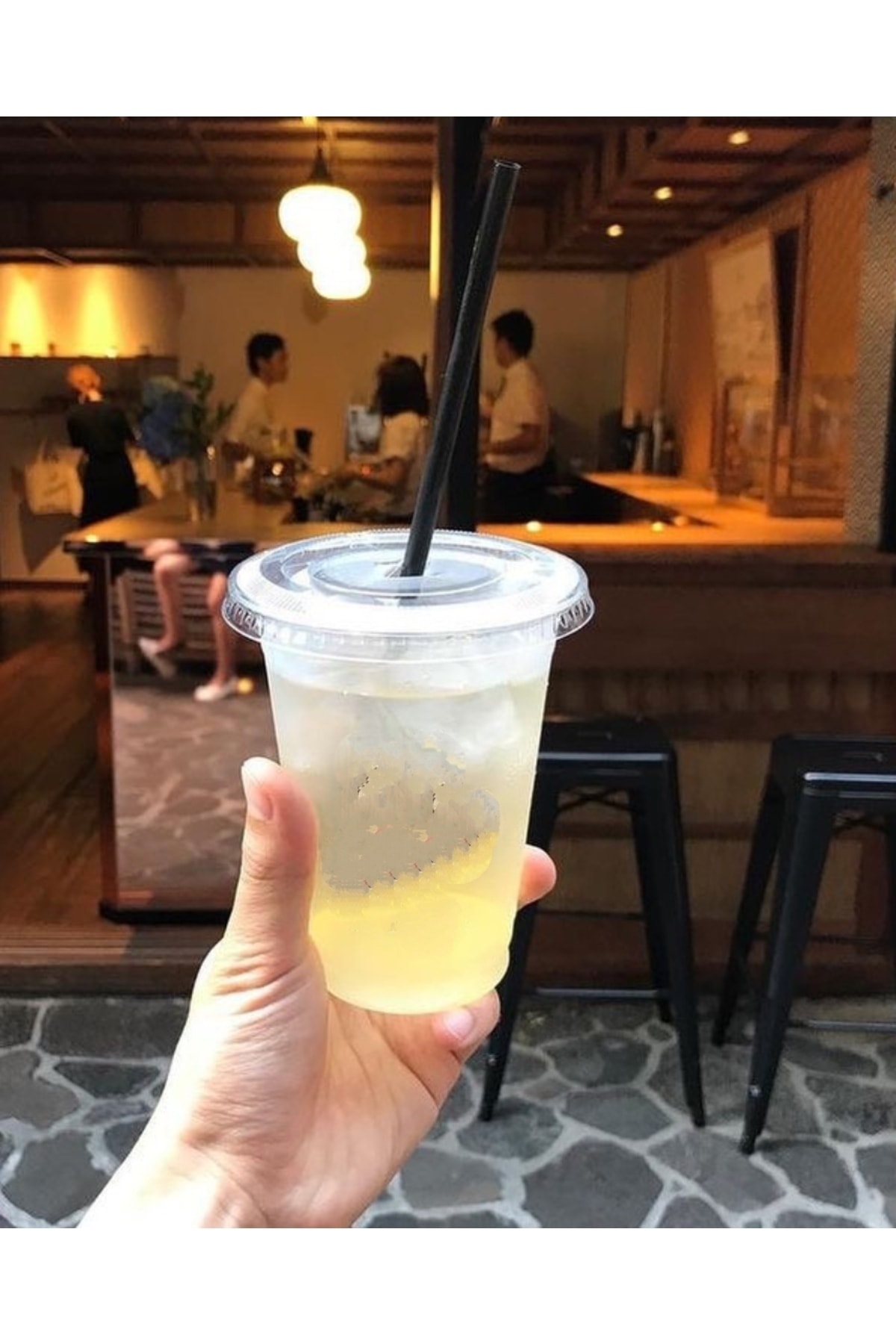 350 cc Plastik Pet Limonata Milkshake Bardağı Kapakli Ve Pipetli 50 li — Koksal Pack — Plastik Bardak