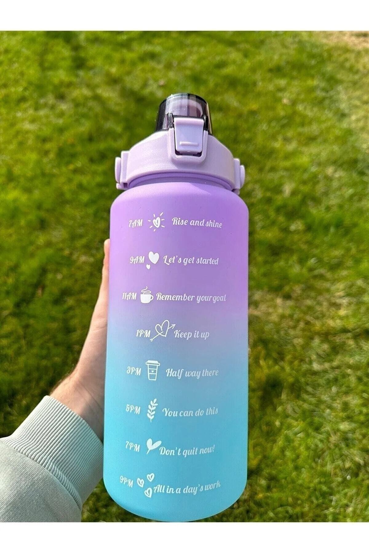 Mutfak Köşesi Motivasyonel Su Matarası, Pipetli 2 Litre Tritan Şişe, Sticker Hediyeli, Bpa Içermez