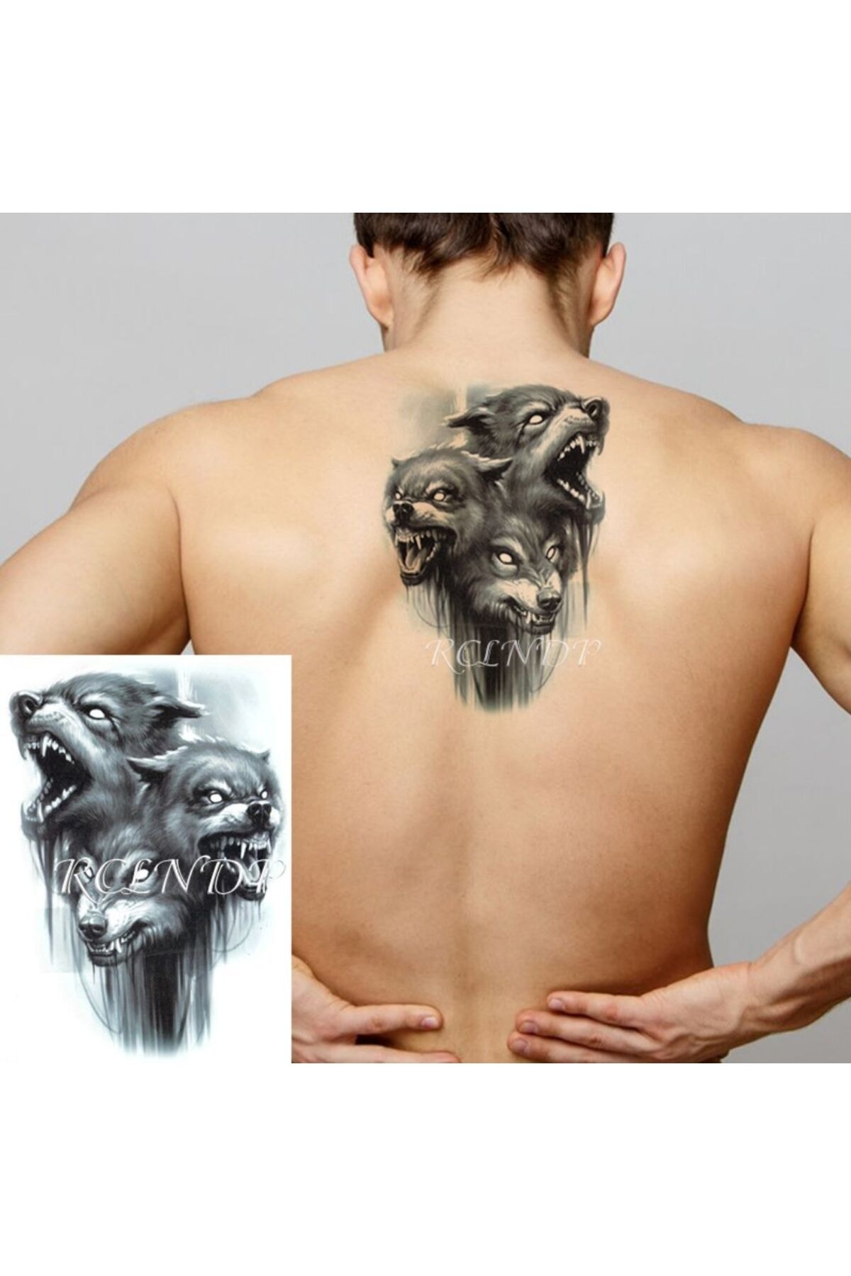 Çılgıntrend Unisex 3 Başlı Kurt Geçici Dövme