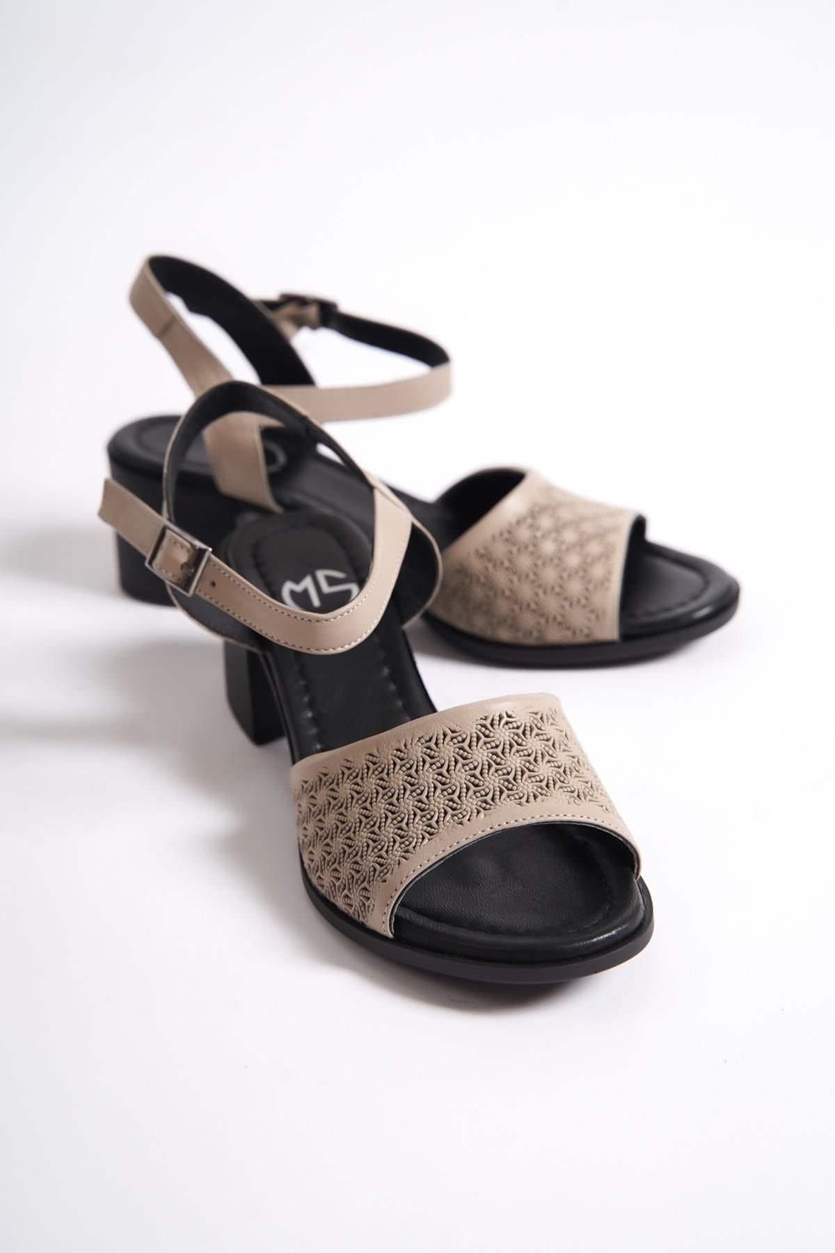 Modabuymus-Sandale de zi cu toc gros Lita din piele naturală 4