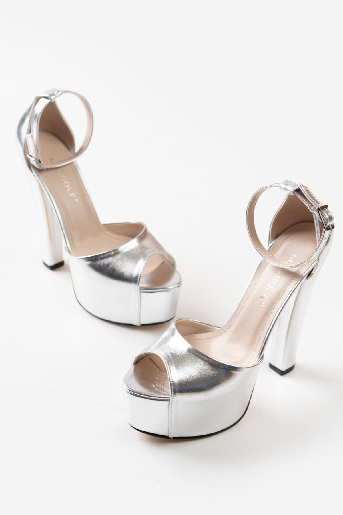 Silver platform evening cheap shoes