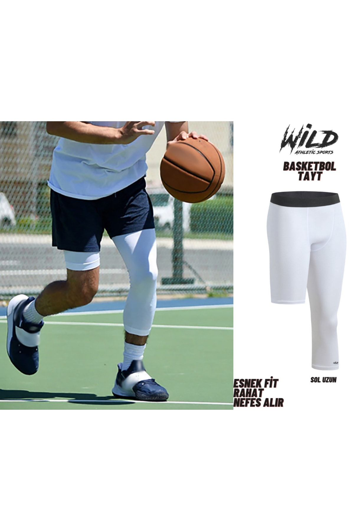 Wild Athletic Basketball Single Leg Long 3/4 Sports Tights Left Long -  Trendyol