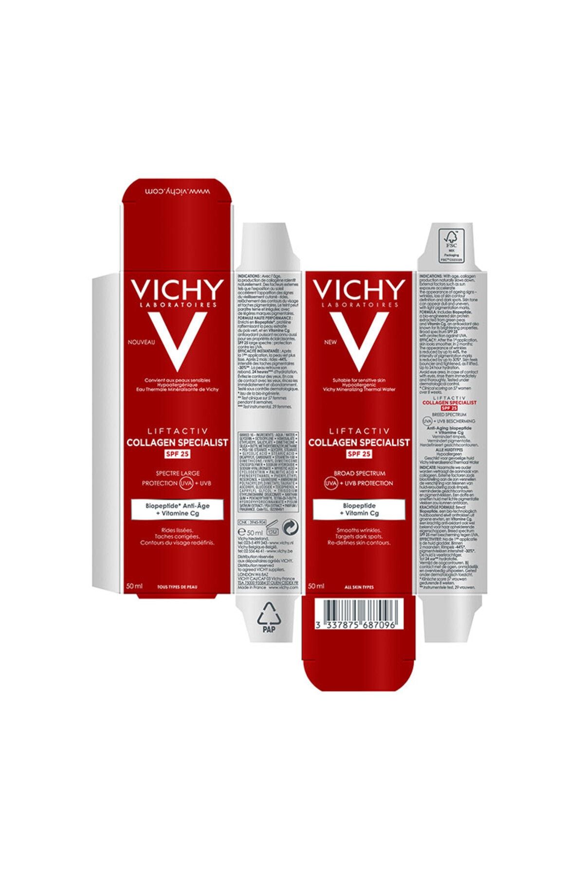 Vichy کرم مراقبتی کاهش دهنده لک و چروک با SPF 25 روشن کننده پوست 50 میل