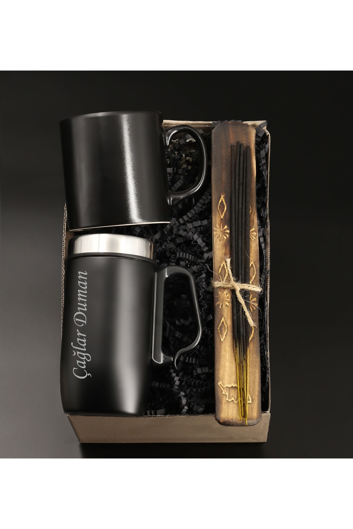 Father's Day Personalized Steel Thermos Cup with Handle & Mug & Incense Plate & Incense Gift Set