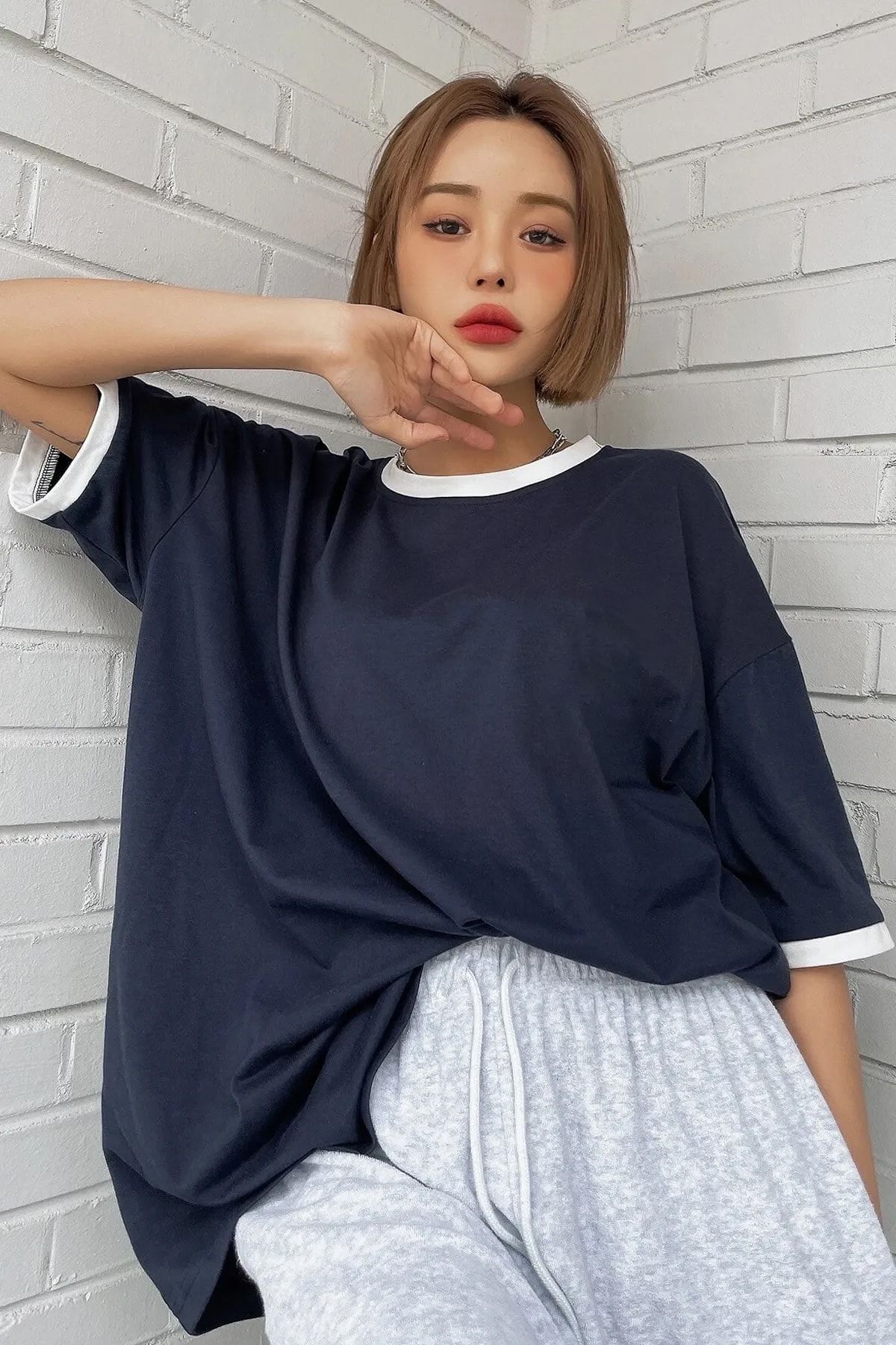 uyguntarz Koszulka Unisex Z Kołnierzykiem I Szczegółowymi Rękawami Unisex - 2XL