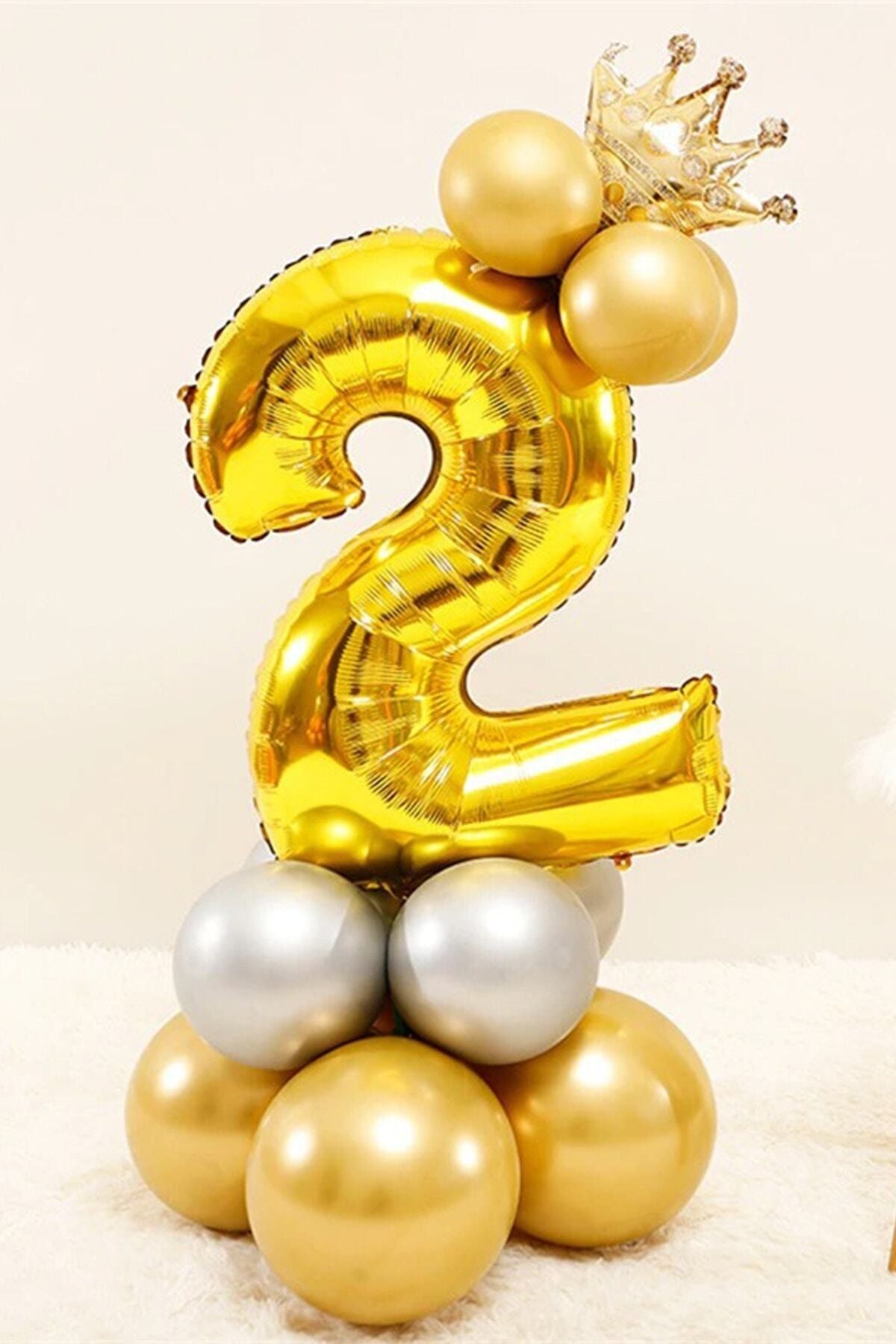 Parti Station Number Balloon Welcome Set Age 2 Number Balloon Gold