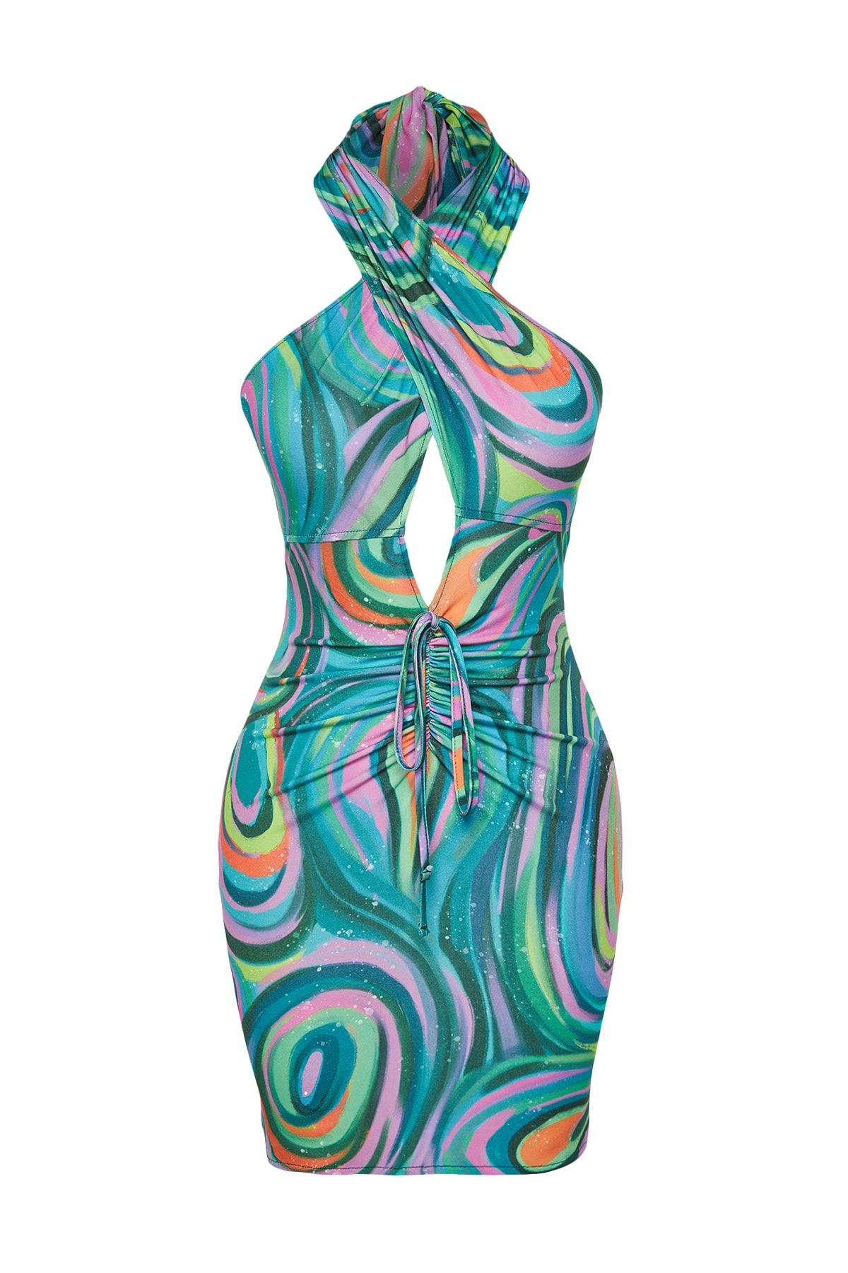 Trendyol Collection-Rochie de seară tricotată cu degrade, elegantă, cu detalii colorate pentru fereastră - TPRSS22EL2350 7