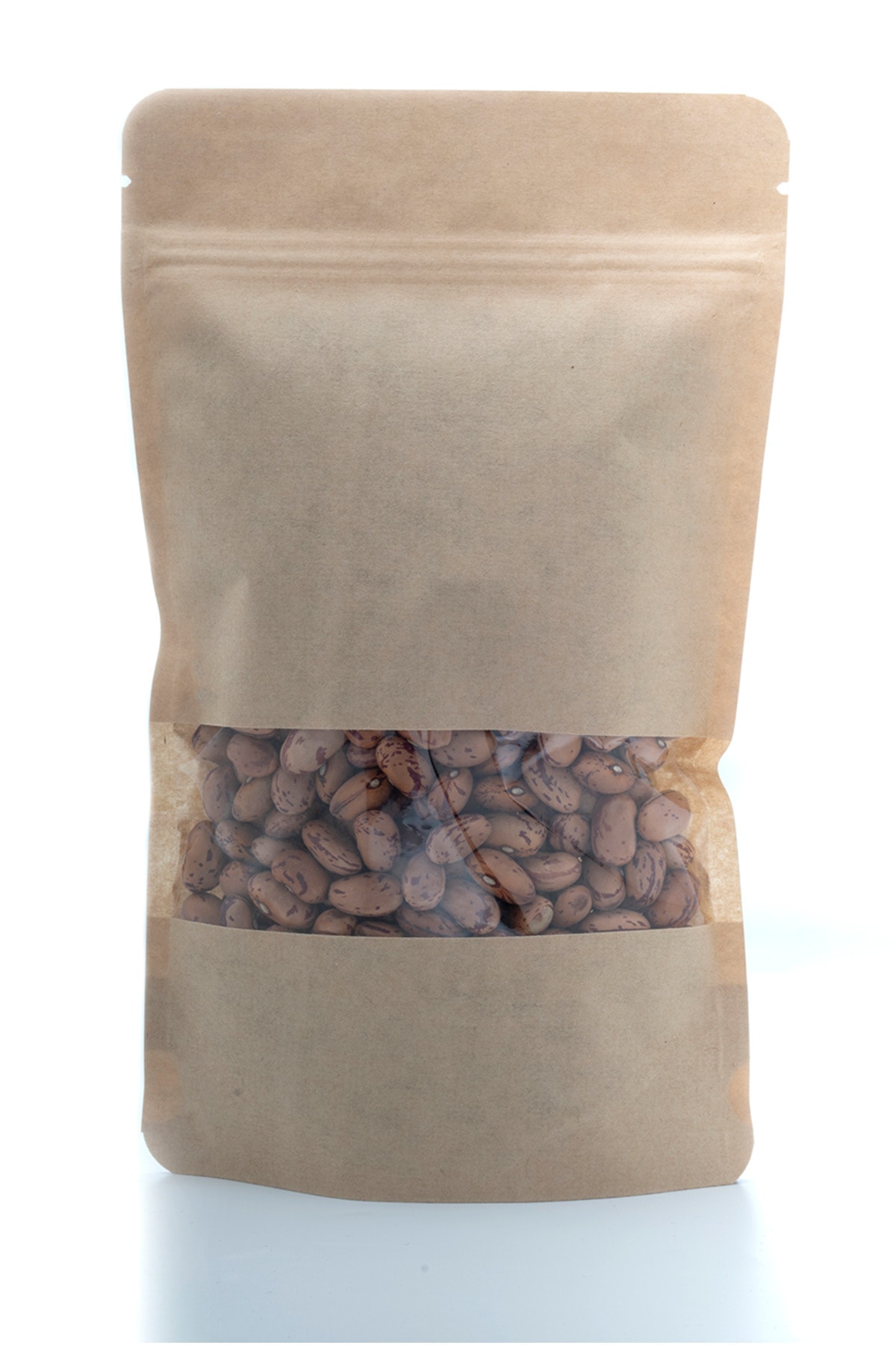 Kraft pack ambalaj Pencereli Kilitli Doypack 50 Adet 11x18,5