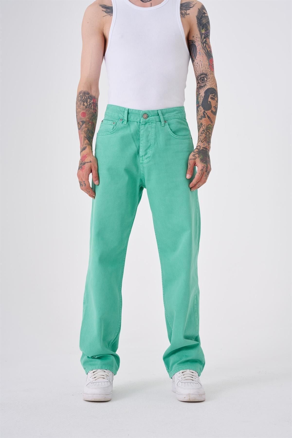 Machinist شلوار جین گاباردین رنگ سبز