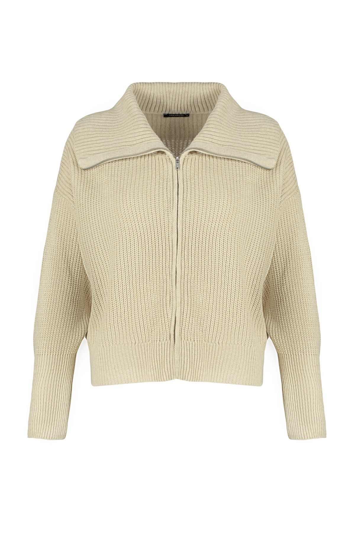 Trendyol Collection-Weit geschnittener Strick-Cardigan mit Umlegekragen und Reißverschluss – TWOAW24HI00072 6