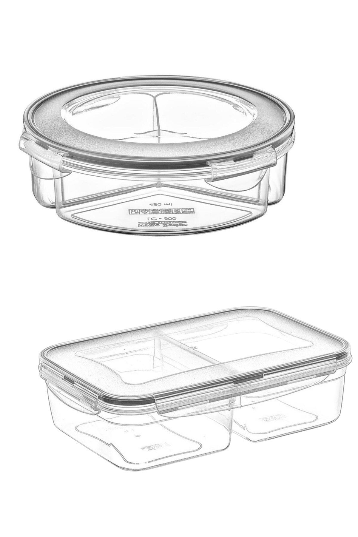 Buffer-® 2 Compartments 1+1 Liter with Lockable Lid and 3 Compartments with Leak Proof Gasket and Locked Lid 1.35 Liter 2