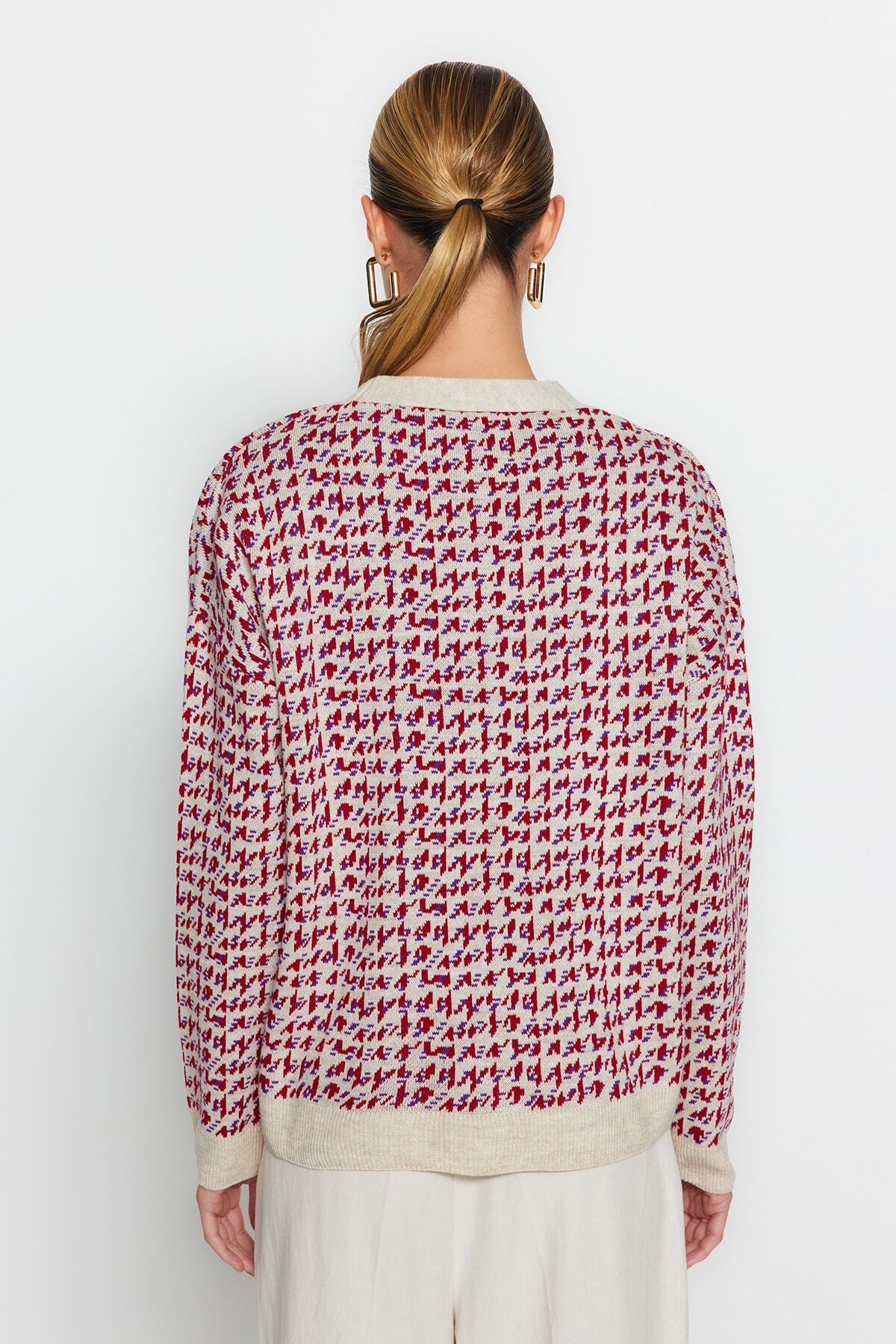 Trendyolmilla  Bej Geniş Kalıp Triko Hırka TWOAW22HI0268 - Görsel 6