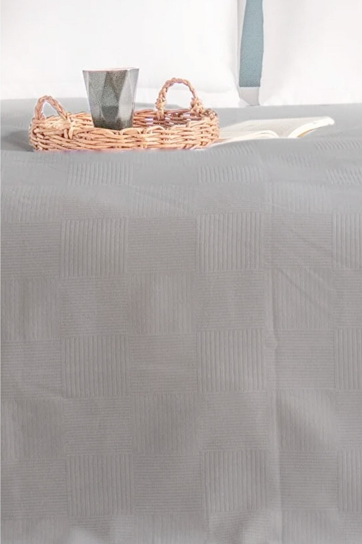 Set Home Çift Kişilik Gri Dama Desenli Pike, Damalı Otel Pikesi 200x230 2