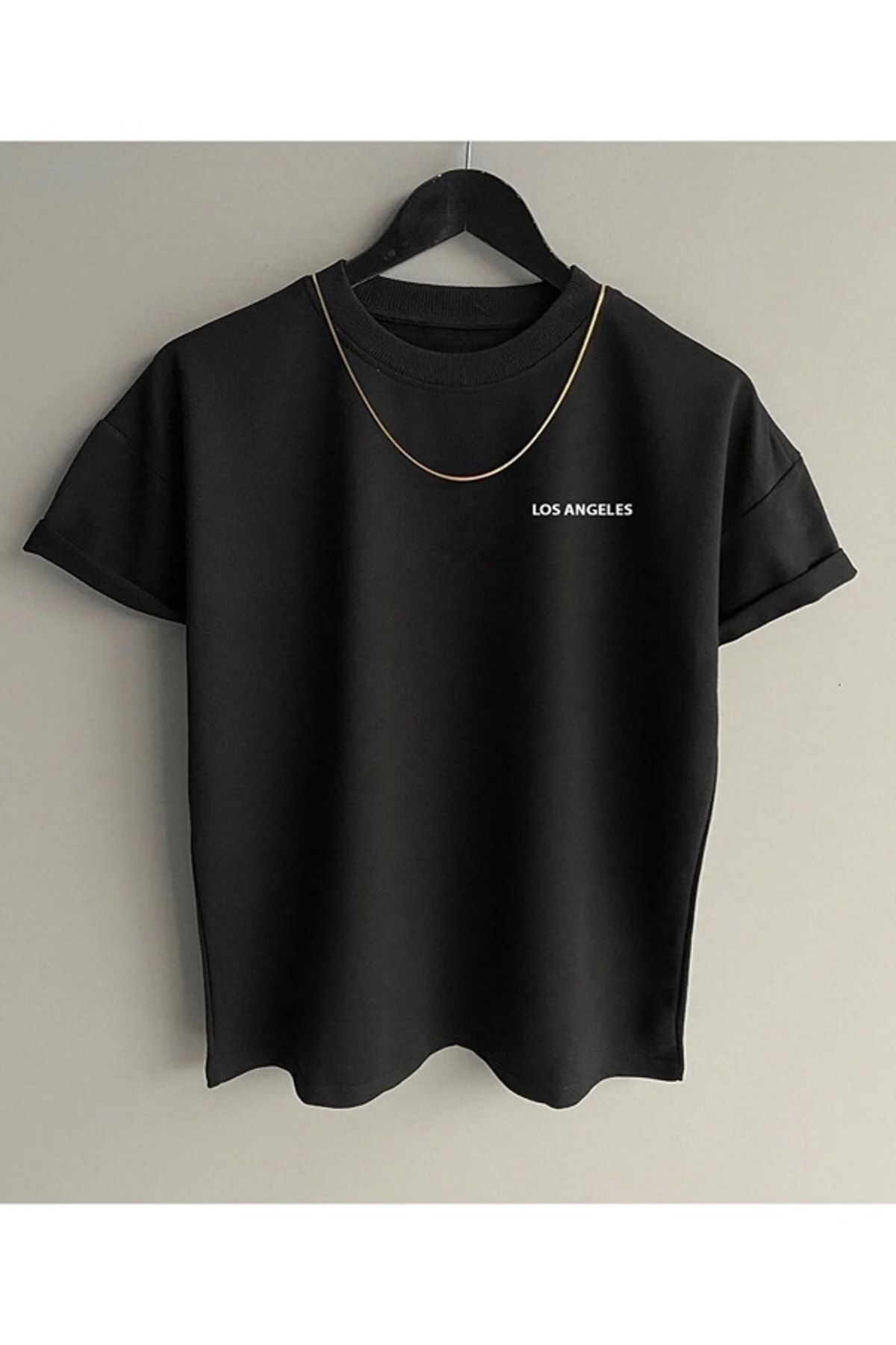 EXPECTED Tricou Oversize Unisex Los Angeles Scris Cu Mânecă Scurtă Și Decolteu Unisex - M