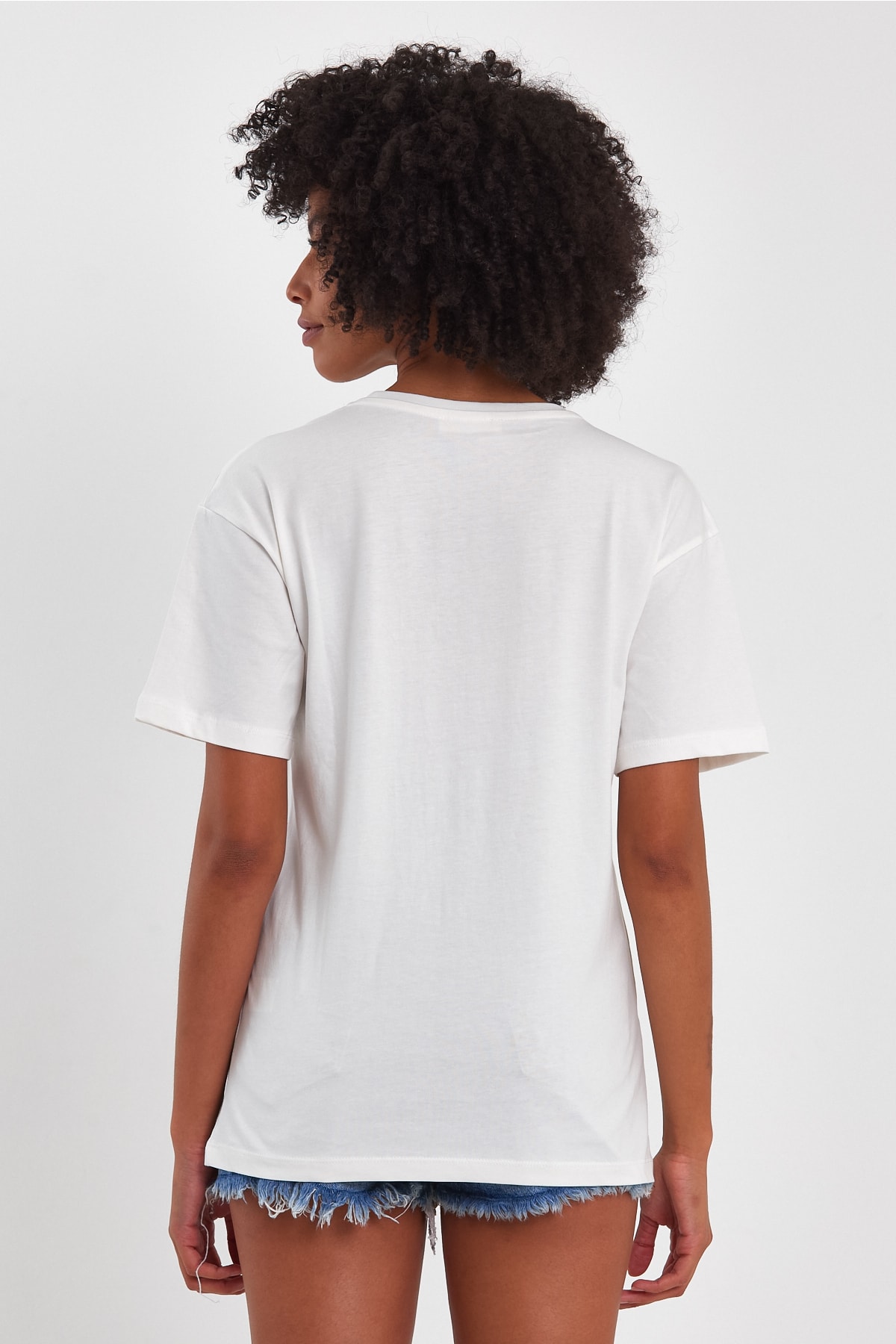 Mood Oversize Baskılı Basic T-shirt - Ekru